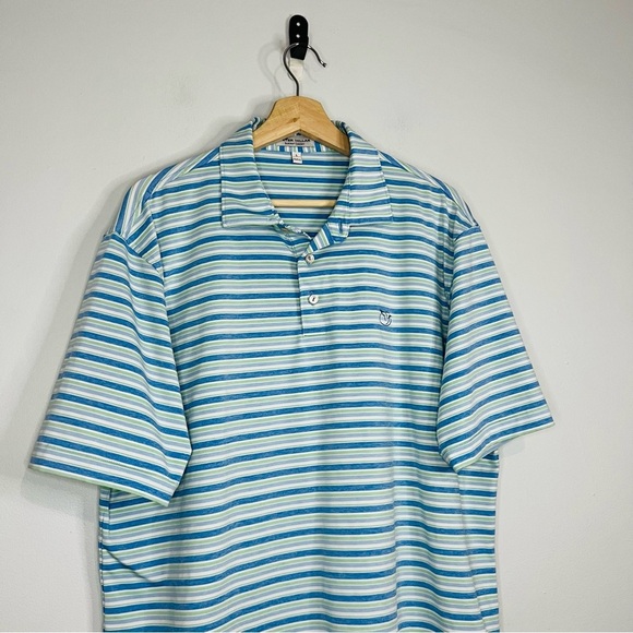 Peter Millar Crown Blue Striped Summer Comfort Polo L - Picture 2 of 7